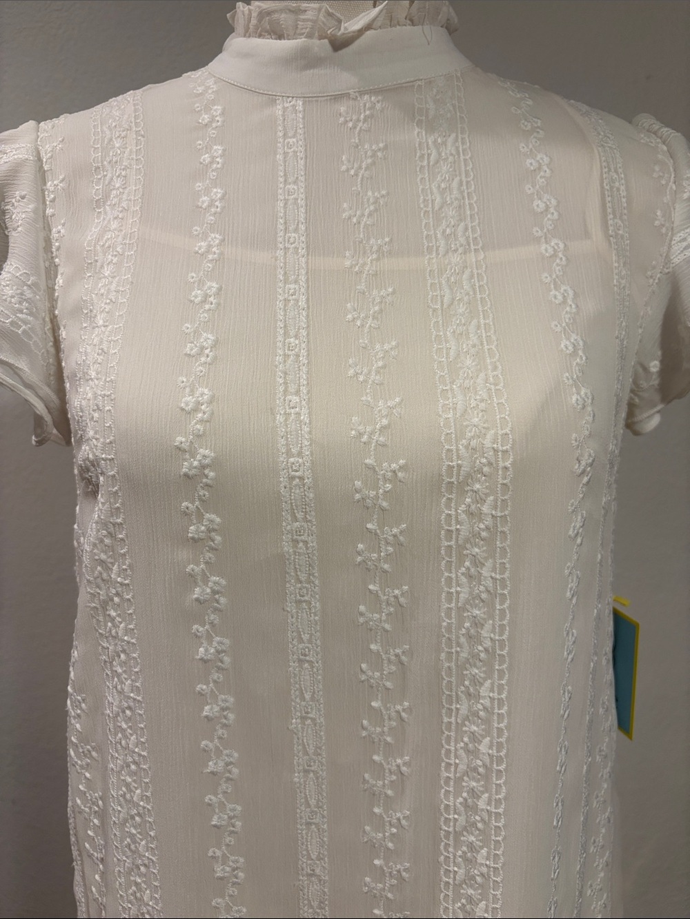 CeCe White Embroidered Ruffle-Hem Dress - Picture 2 of 6